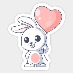 Cute bunny carrying balloons cartoon Sticker